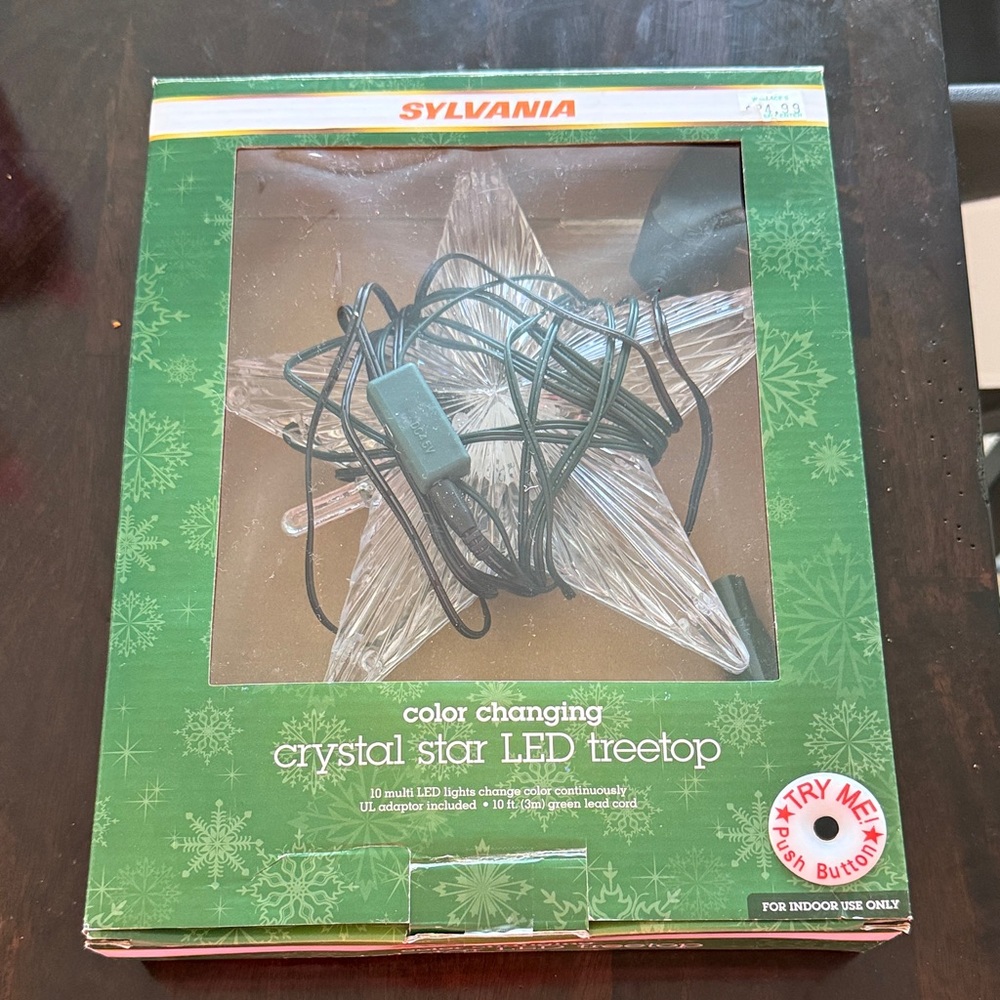 Sylvania Color Changing Crystal Star LED Treetop NEW